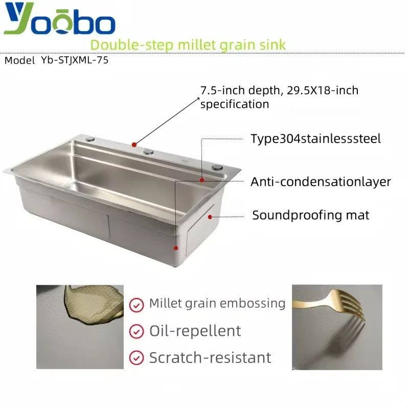 Modern Waterfall Kitchen Sink with Digital Temperature Display 304 Stainless Steel Nano Handmade Single Bowl Sink