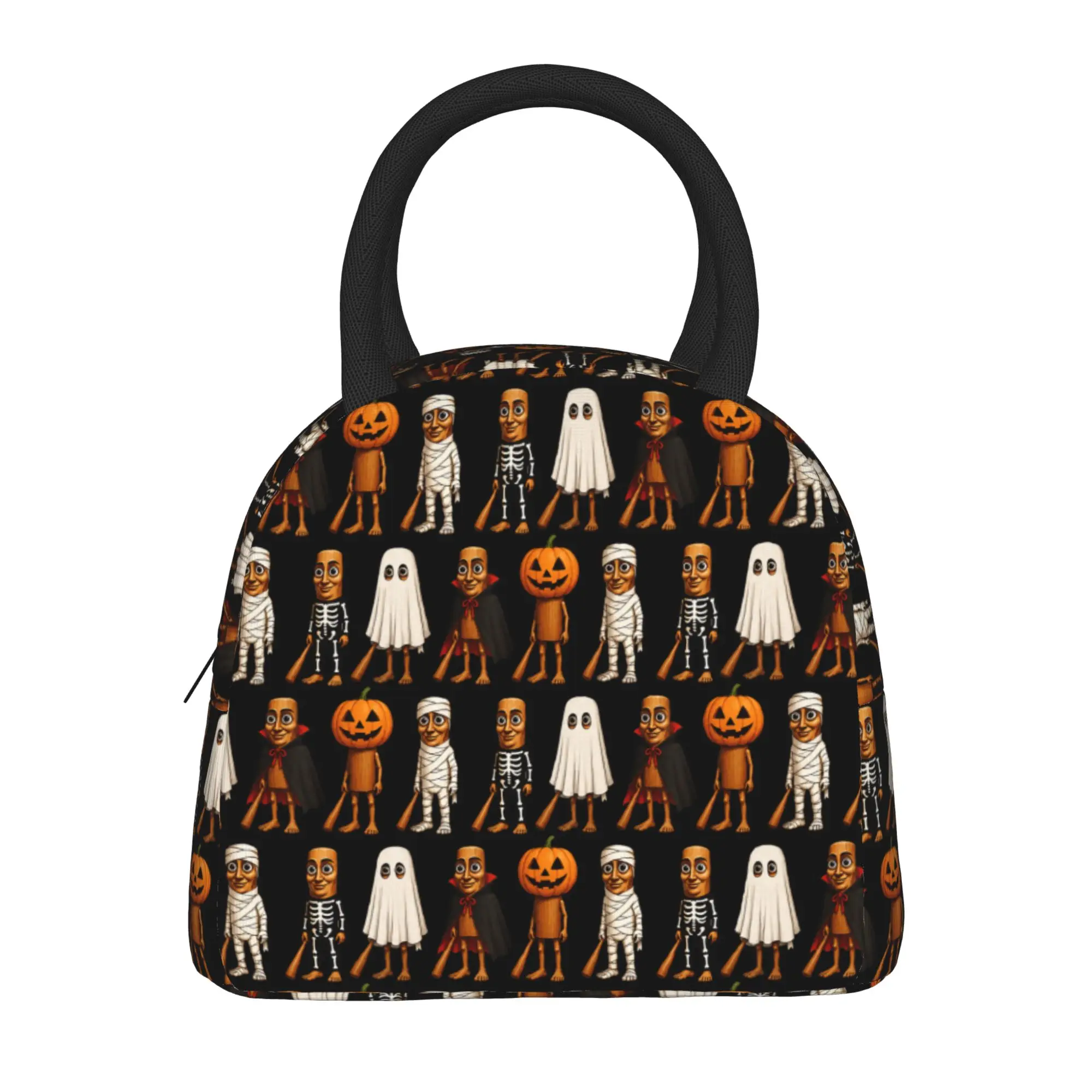 Funny Halloween Tung Sahur Pumpkin Skeleton Vampire Ghost Lunch Bag Aesthetic Lunch Box School Portable Zip Thermal Lunch Bags
