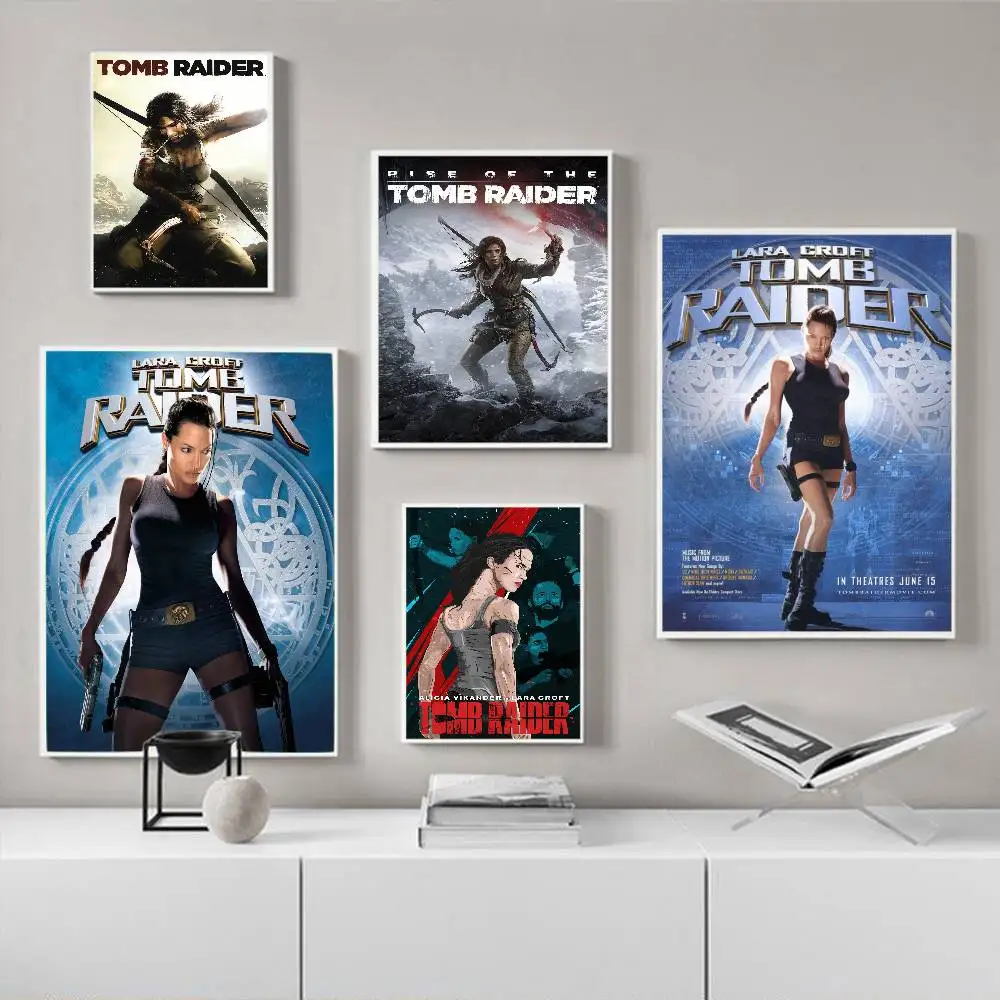 لارا كروفت تومب رايدر أنيمي الملصقات لزجة الديكور اللوحة جدار الفن الأبيض كرافت ورقة جدار ديكور