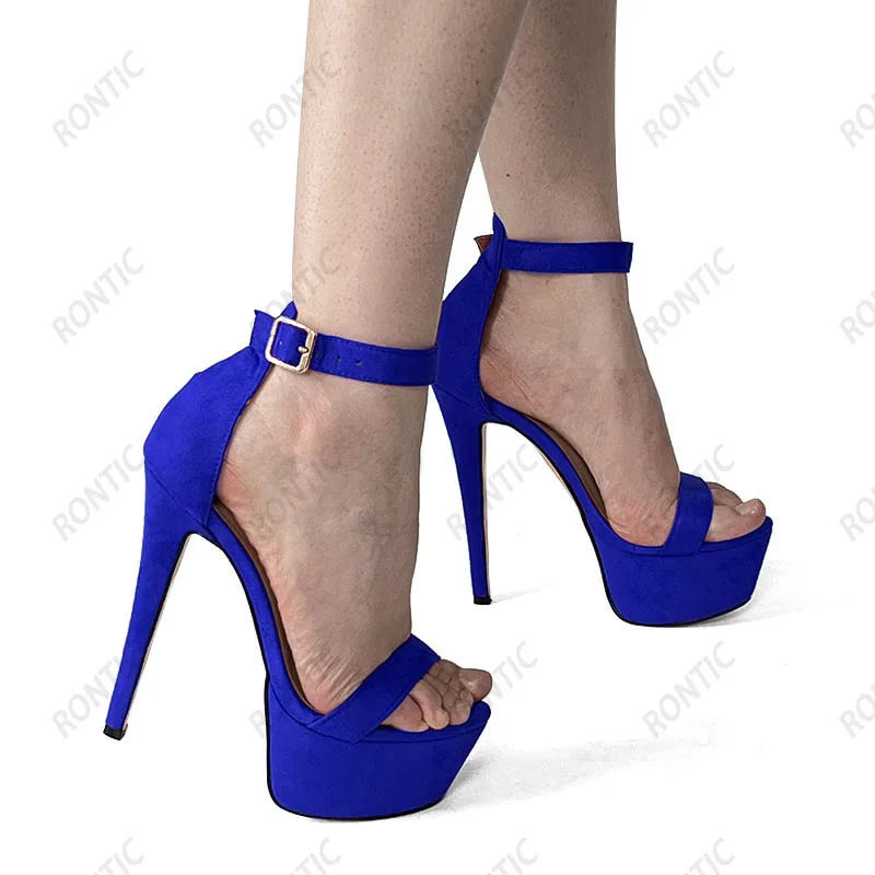 Rontic New Arrival Women Platform Sandals Sexy Stiletto Heels Round Toe Nice Red DRESS Shoes US Size 5-20 view 4