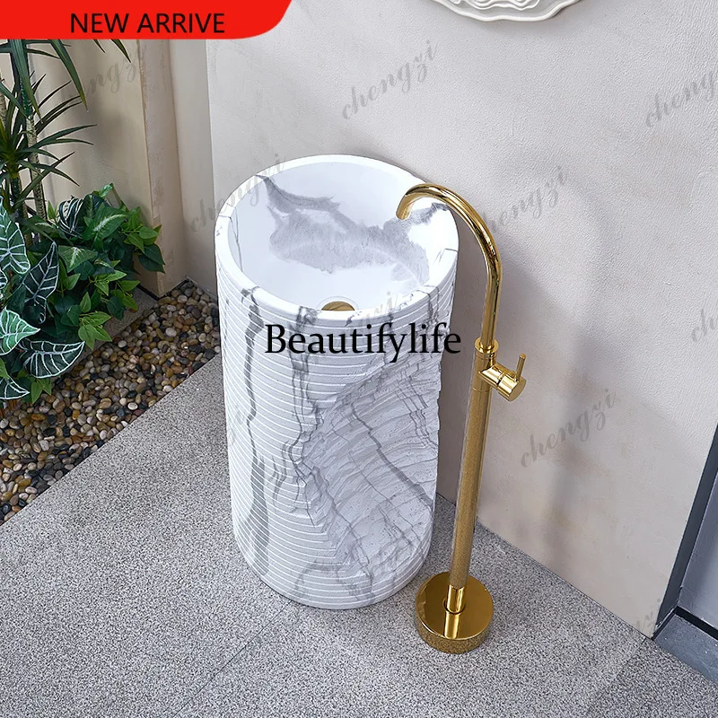 Y136  Pillar basin Light luxury art floor wash basin Designer integrated floor wash basin
