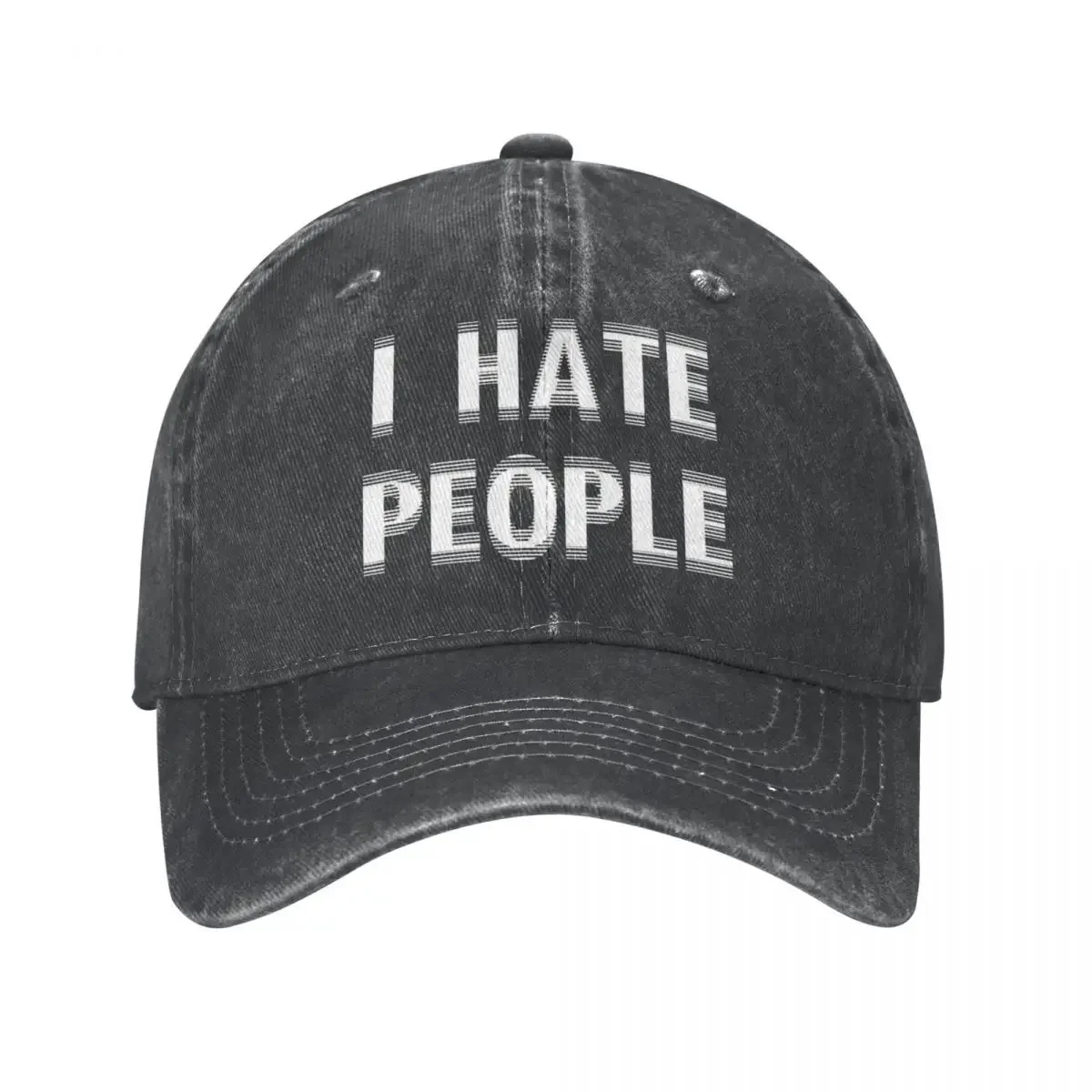 I Hate People Introvert Baseball Cap Sarcastic Solitary Autism Socially Anxious Anxiety Shy Distressed Washed Cap Snapback Cap