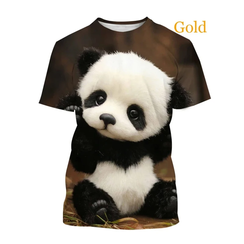 Cute Panda Graphic Kids T Shirts Men 3D Printed Tee Shirt Casual Y2k Tops Kawaii Womens Clothing Harajuku Fashion O Neck T-shirt