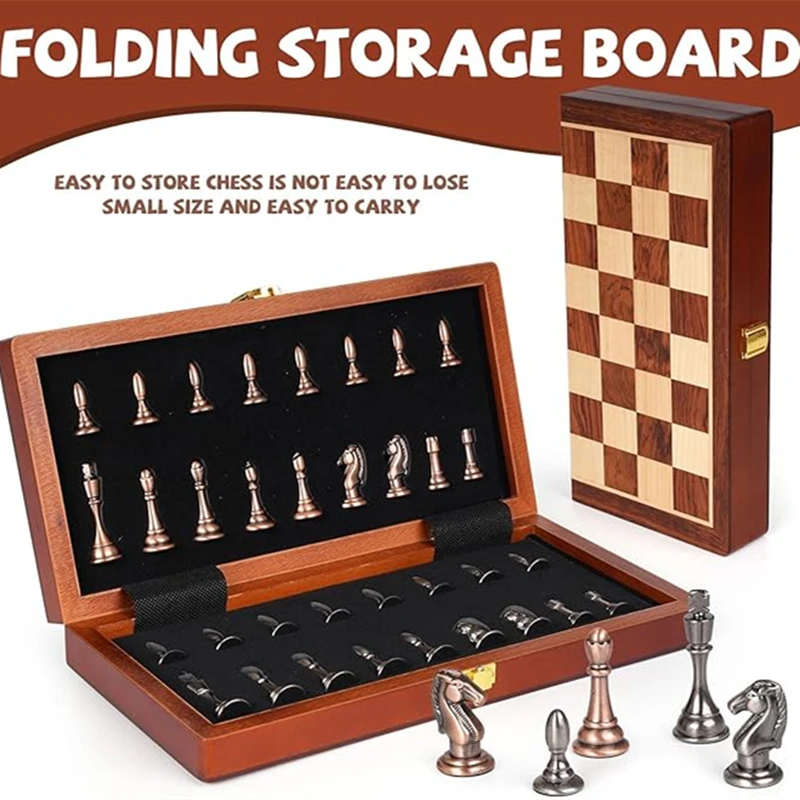 الشطرنج الدولي سبائك الزنك قطع الشطرنج المعدنية 29 سنتيمتر/11.42 بوصة عالية الجودة خشب متين طوي مجلس لعبة الترفيه