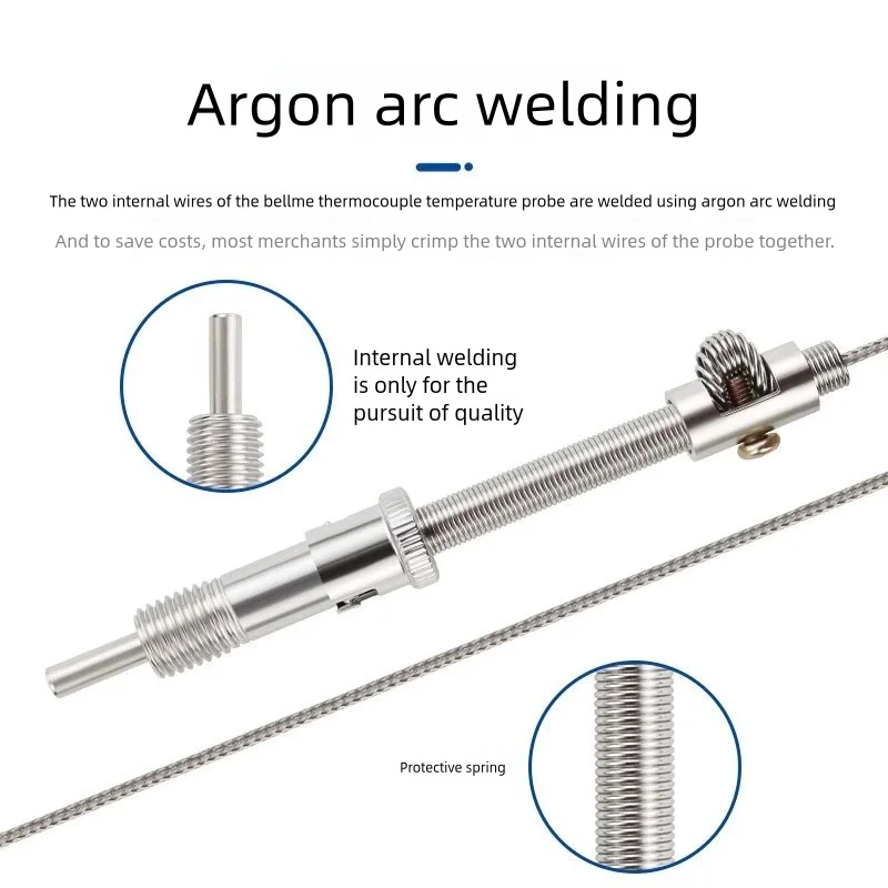 M12 compression spring thermocouple K E type PT100 1/2/3/4/5M Probe temperature sensing Cable temperature sensor/controller