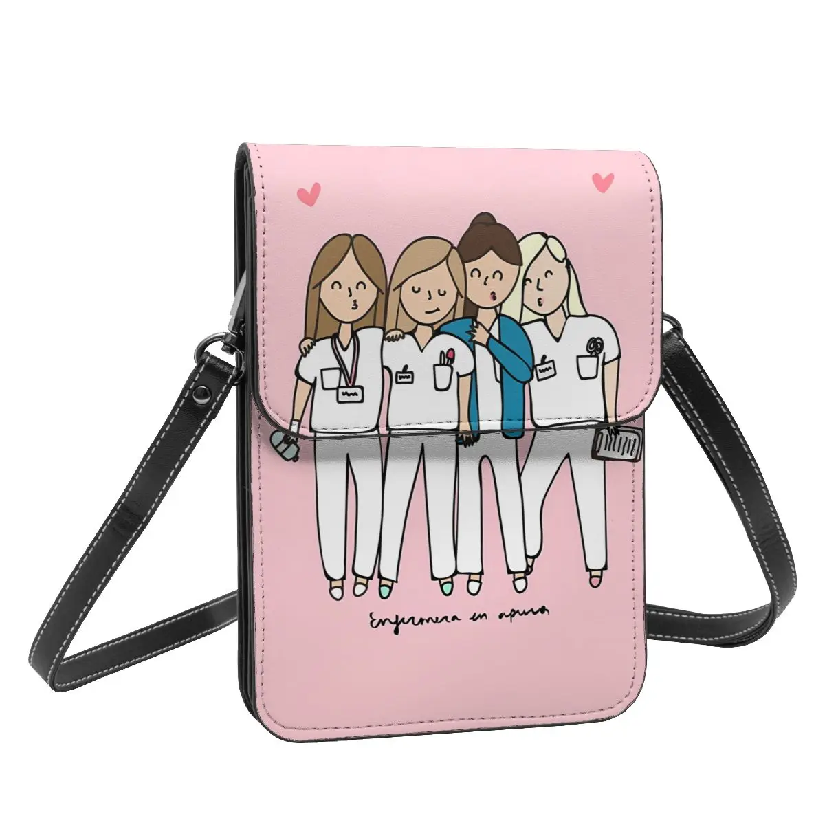 Cartoon Doctor Nurse Shoulder Bag Enfermera En Apuros Grocery Outdoor Female Mobile Phone Bag Gift Funny Leather Bags