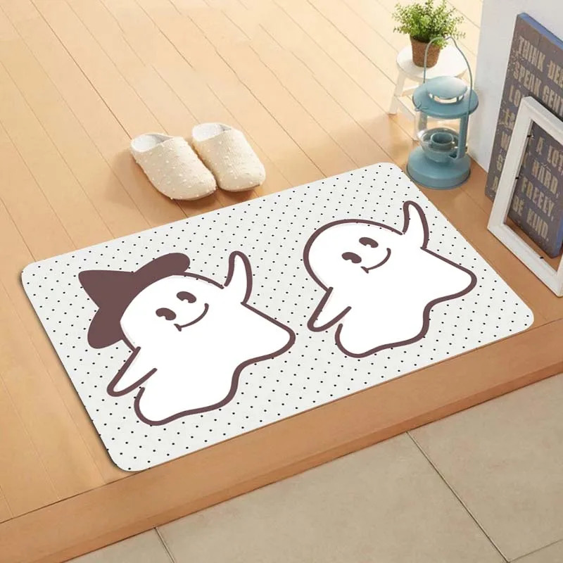 

Halloween Cartoon Ghost Theme Floor Mat Rectangular Fabric Carpet Living Room Bedroom Entrance Universal Soft