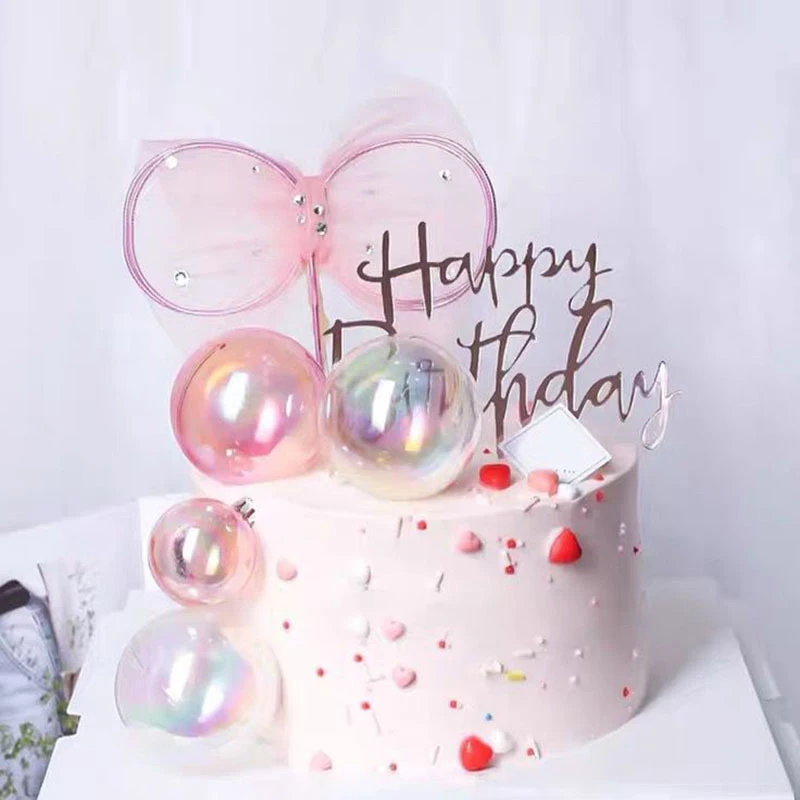 10 Uds bola colorida pastel Topper globo transparente Cupcake decoración DIY para fiesta de cumpleaños boda