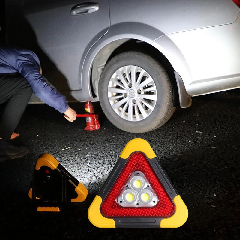 Flashing Emergency Car Red with Led Traffic Triangle Warning Light Road Breakdown Car Tripod Stop Sign Lamp Battery Powered 12v