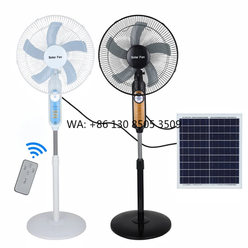 

Indoor Outdoor 16 Inch 25W 4 Gears Remote Control LED Lamp Floor Standing Solar Fan With Solar Panel