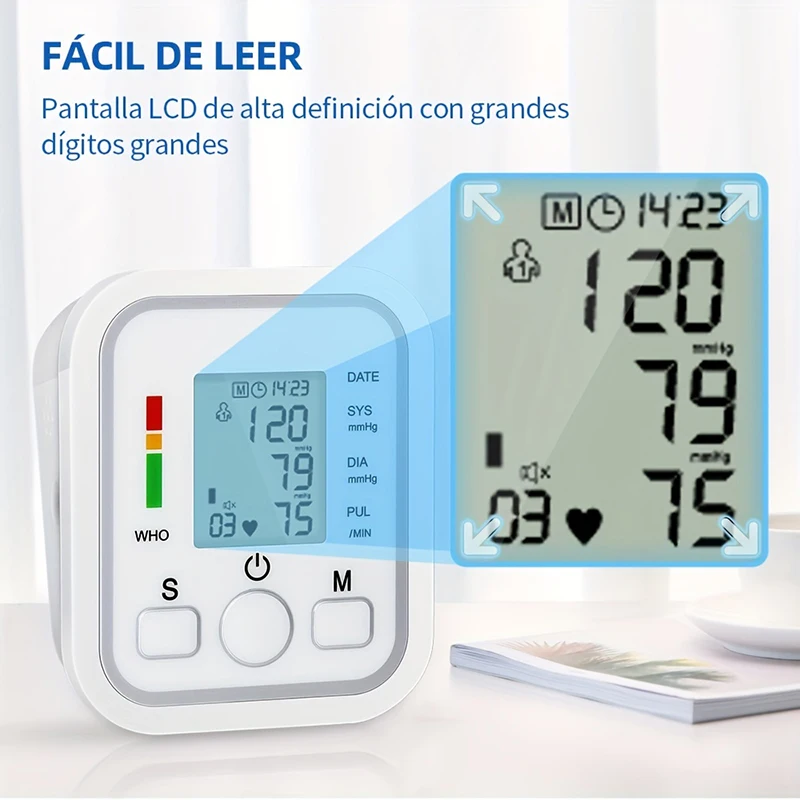 Monitor Digital de Pressão Arterial para Braço Superior de Grau Médico, Kit de Esfigmomanômetro Automático, Dispositivo de Medição para Saúde em Casa