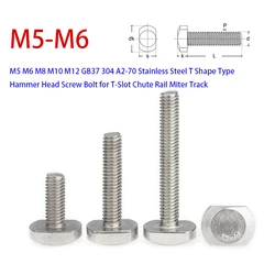 M5 M6 M8 M10 M12 GB37 304 A2-70 Stainless Steel T Shape Type Hammer Head Screw Bolt for T-Slot Chute Rail Miter Track
