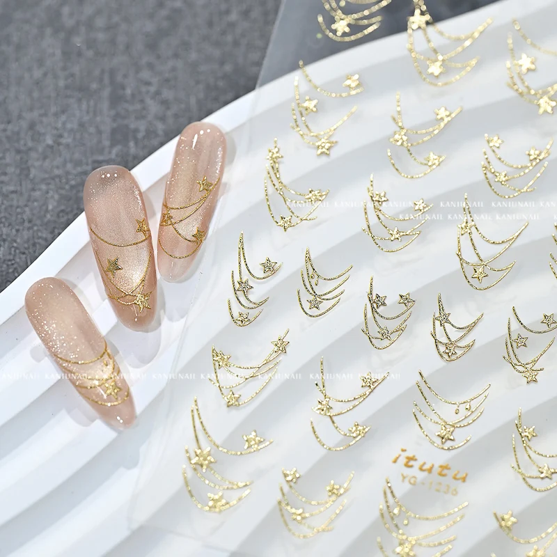 Kaniu 3D Star Nail Art Stickers Bronzing Flash High Quality Self Adhesive Sticker Nail Charm Nail Art Decoration