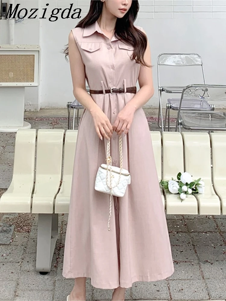 Sommer ärmellose Westen Kleid Frauen Ruf plissiert koreanischen Stil lose Damen kleider Mode elegante Frau langes Hemd Kleid