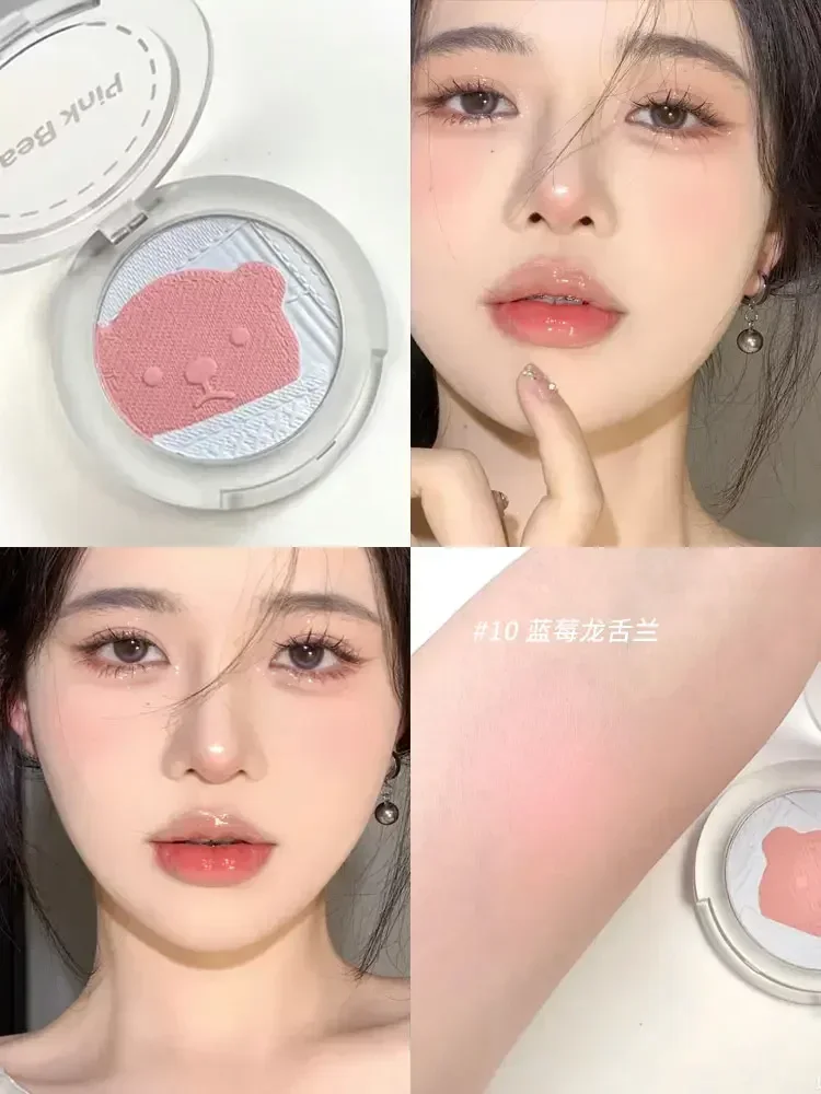 Pinkbear Blush Crema Idratante Viso Fard Fango Tavolozze Finitura opaca Naturale Guancia Tinta Contorno Trucco carino Bellezza rara Cosmeti