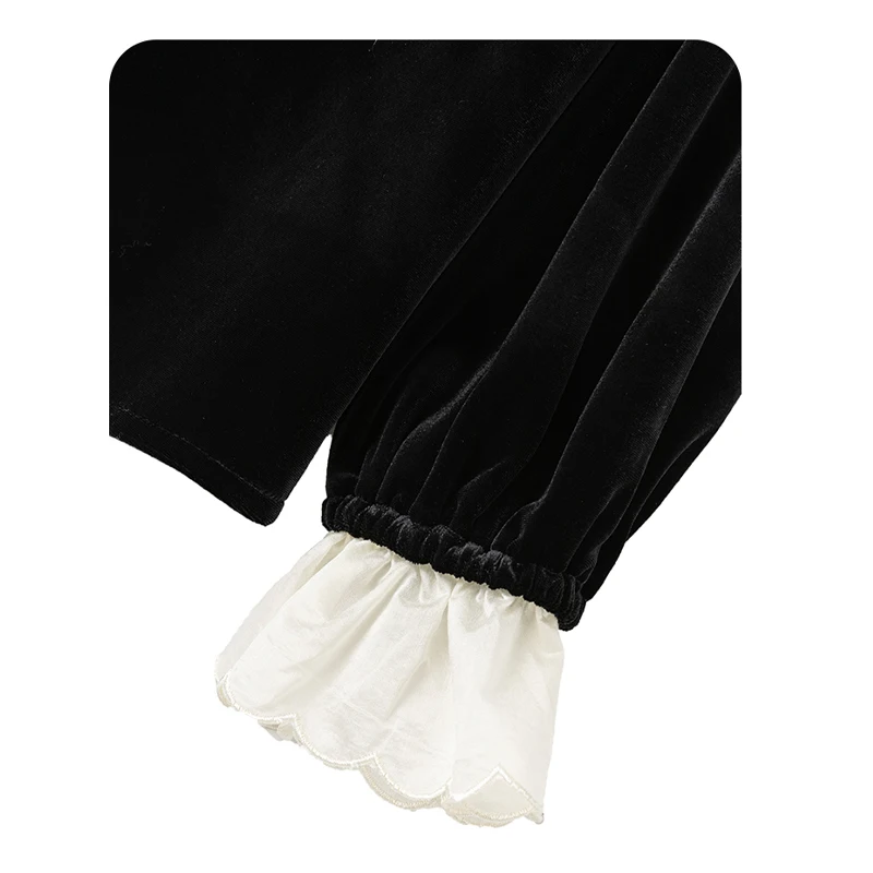 بلوزة نسائية من خيوط الحرير الطبيعي بأكمام طويلة ورقبة على شكل حرف V وحواف من الدانتيل - ملابس أنيقة وعصرية وغير رسمية وراقية