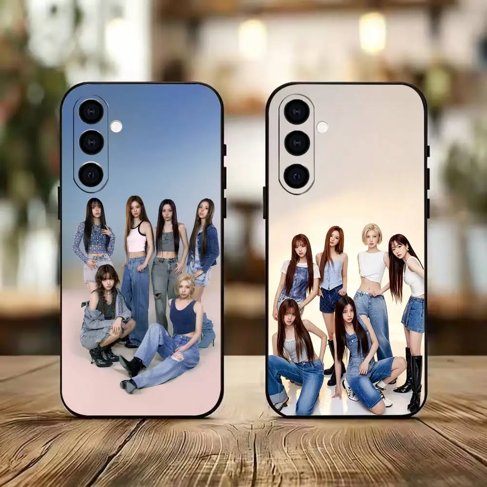 Trendy Korean Girl Group N-NMIXX Black Soft Silicone Phone Case for Samsung A73 20,21,22,31,32,52,53,72