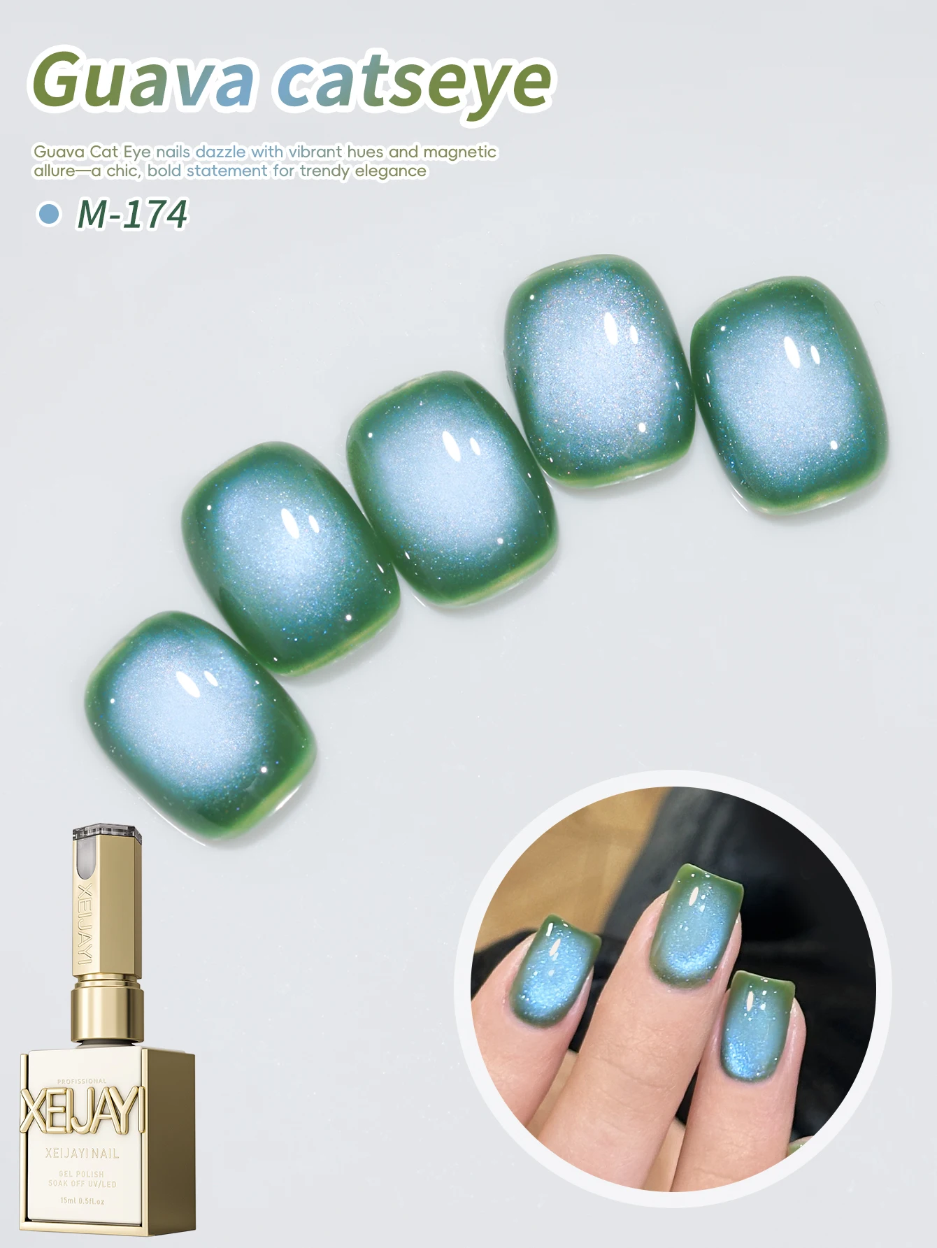 15Ml Guava Cat Eye Gel Nail Polish, UV LED Curing, Long-Acting Fast Drying Nail Art Gel - Ideal Gift for Women for Spring