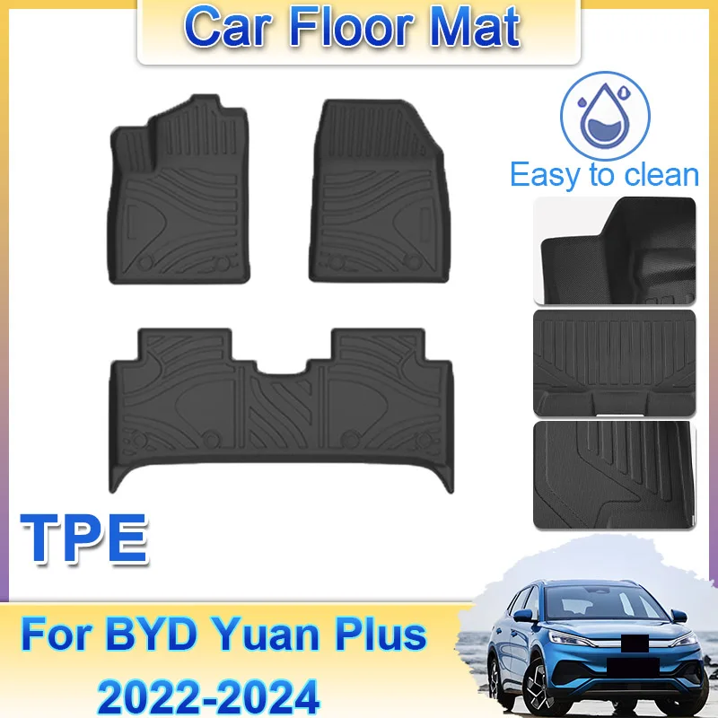 

For BYD ATTO3 Yuan Plus 2022-2024 LHD RHD TPE Car Floor Mat Interior Duty Waterproof Non-slip Trunk Rugs Carpets Protector Foot