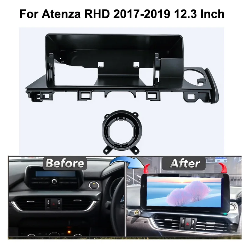For Atenza RHD 2017-2019 12.3 Inch Android Car Stereo Radio Fascia Frame Decoder Adapter Dash Panel Kit