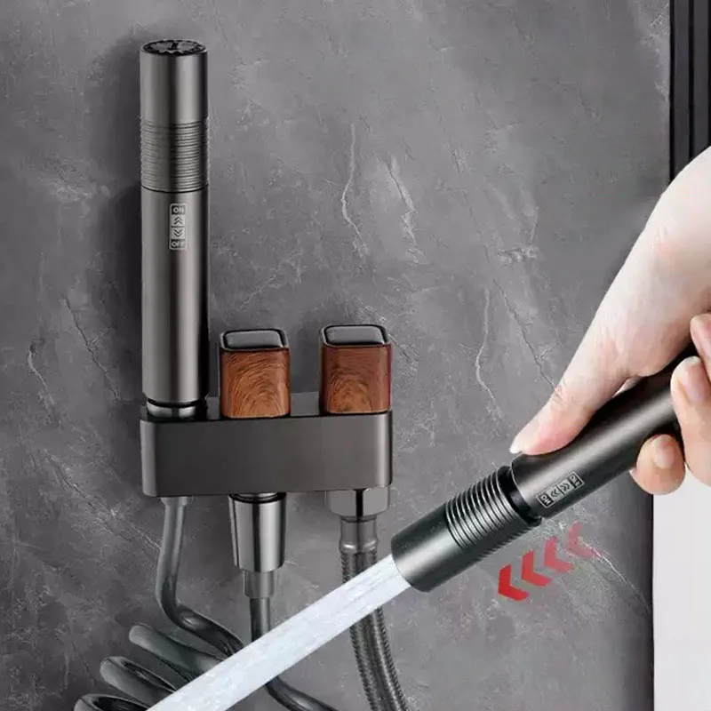 

Grey Hand Held Bidet Sprayer Douche Toilet Kit Garden Faucet Aluminium White Shattaf Shower Head Valve Set Jet Bidet Taps Set