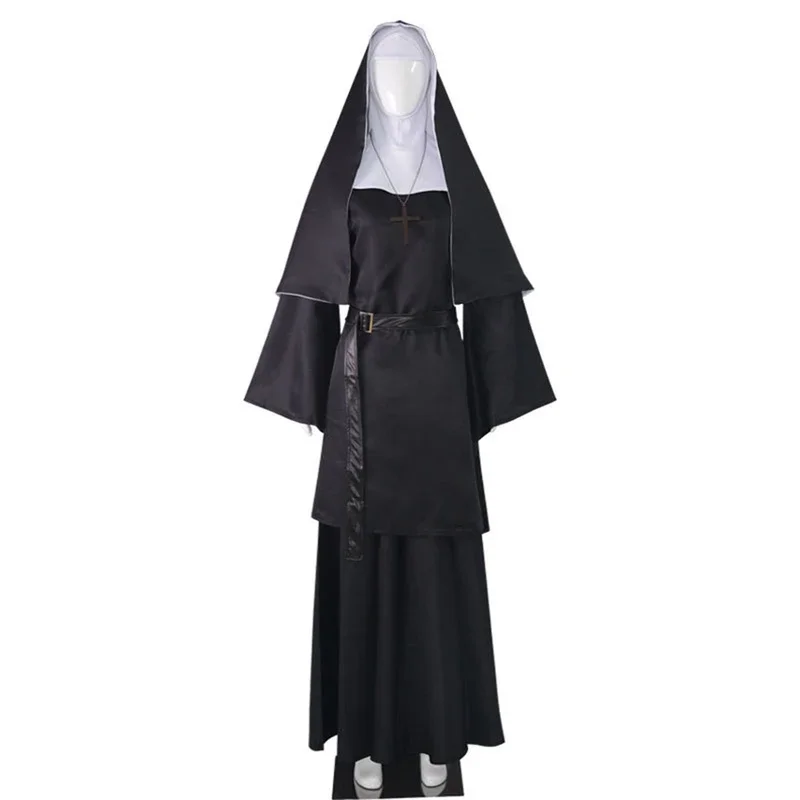 Costume cosplay da suora donna uomo Halloween abiti lunghi The Conjuring Black Outfit Horror Ghost Costume cosplay