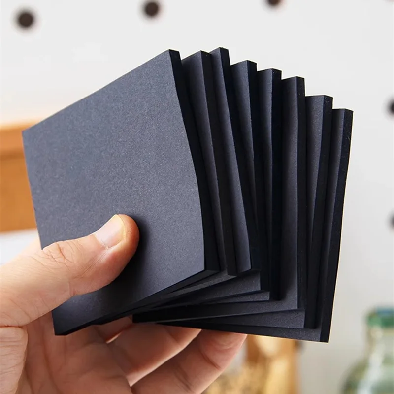 Black Sticky Notes Message Memo Pad, Creative Notepad, Stationery, School and Office Supplies, Posted Its Note N Times, 50Sheets