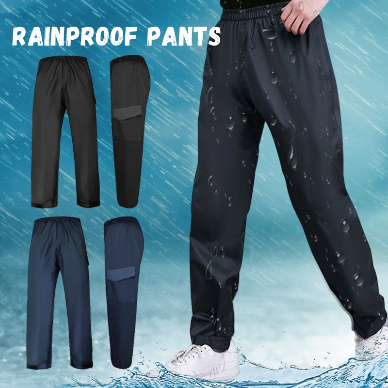 Women Men Rain Pants Outdoor Cycling Pants Rainproof Camping Pants Hiking Fishing Waterproof Pants Unisex Rain Trousers