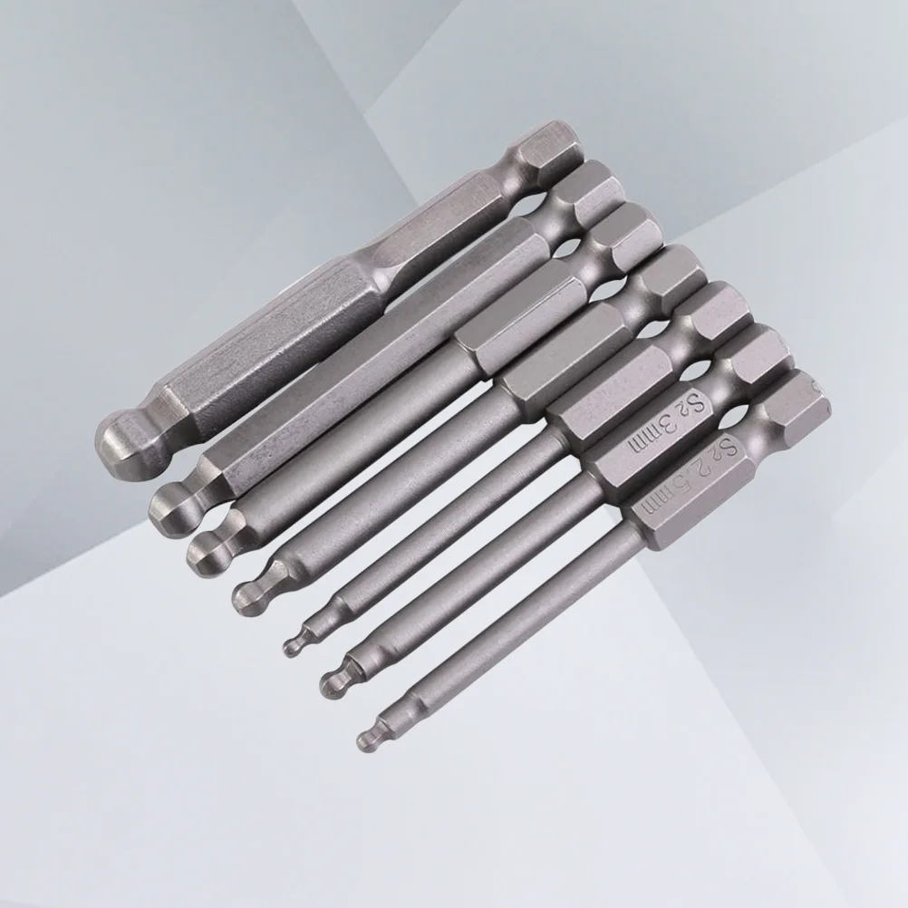 

7 Pcs Steel Ball Screwdriver Bits Ball End Hexagon Head 2mm 2.5mm 3mm 4mm 5mm 6mm 8mm Bits Length 65mm
