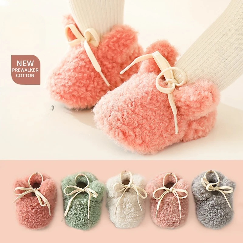 

New Newborn Toddler Baby Girls Boys Snow Boots Kids Winter Warm Soft Sole Anti-Slip Crib Shoes Winter Warm Solid Color Booties