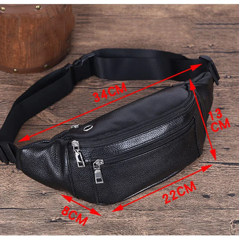 Bolso de cuero de cintura para hombre, paquete Panny informal, Color sólido, chaleco genuino para hombre, cinturón deportivo de trabajo para hombre, s al aire libre