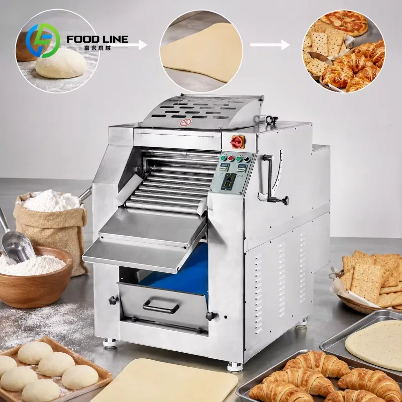 Pastry Dough Sheeter Machine Croissant Sheeter with Continuous Operation Precision Sheet Control Professional Bakery