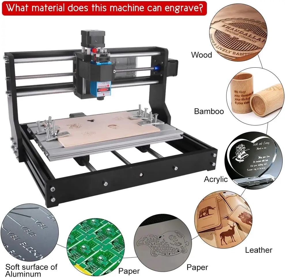 Carpintaria Laser Gravador Kit, CNC 3018 Pro, Máquina Router, Fresagem, Controle de 3 Eixos, DIY, TTC3018S