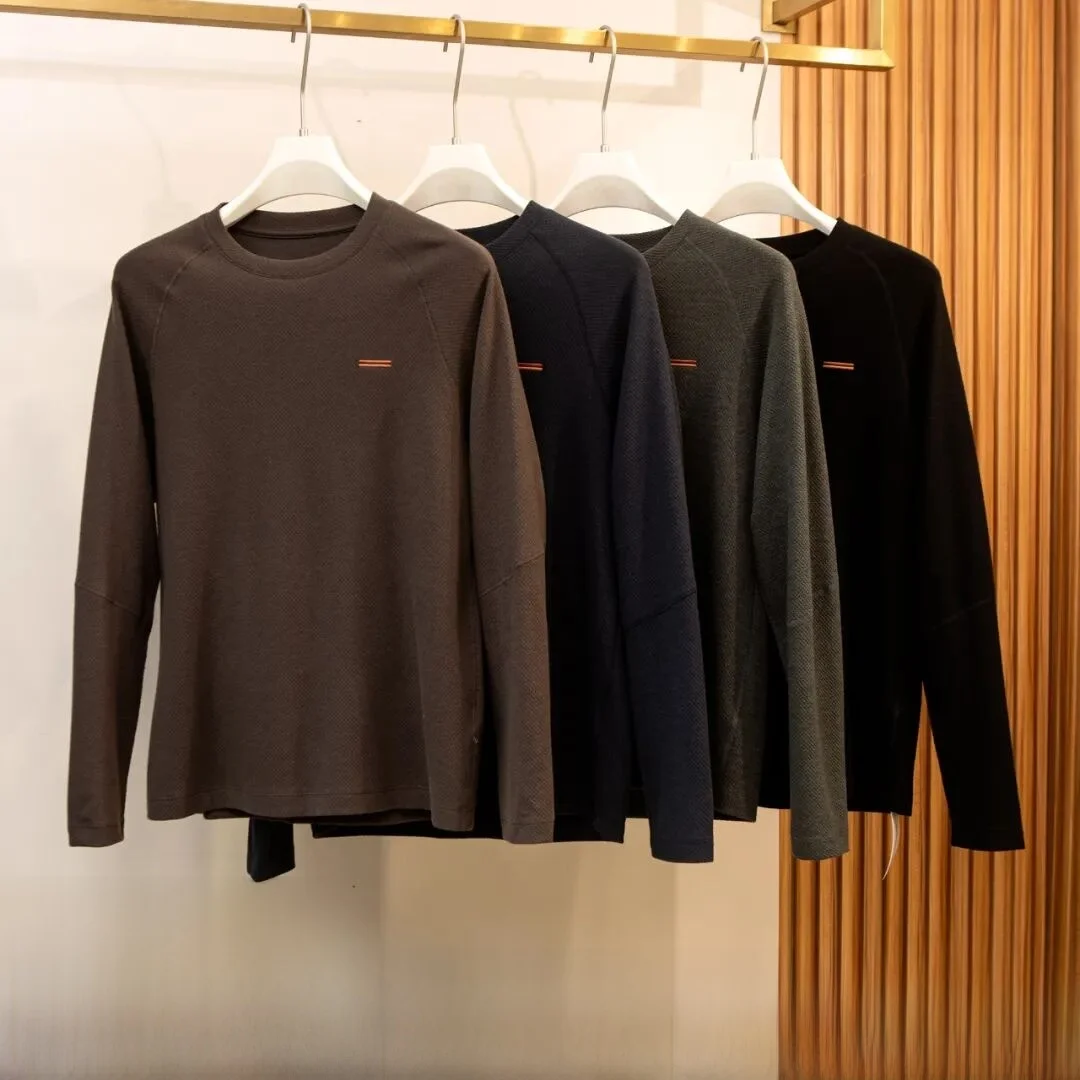 

Versatile Long Sve round Ne Base irt Modal Wool Blend Comfortable Breathable Men's T-irt for Autumn Winter Casual Wear