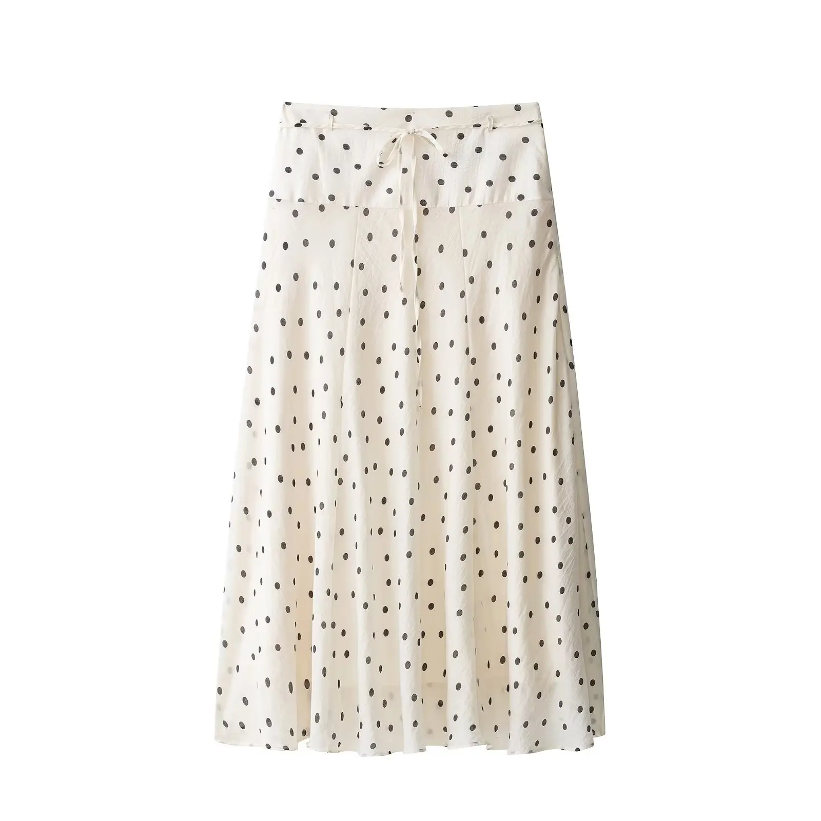 Hot New Women's Fashionable Polka Dot Midi Skirt Slimming Standard Fit Polyester Fiber Summer Brand Ladies A-Line Skirt Printed