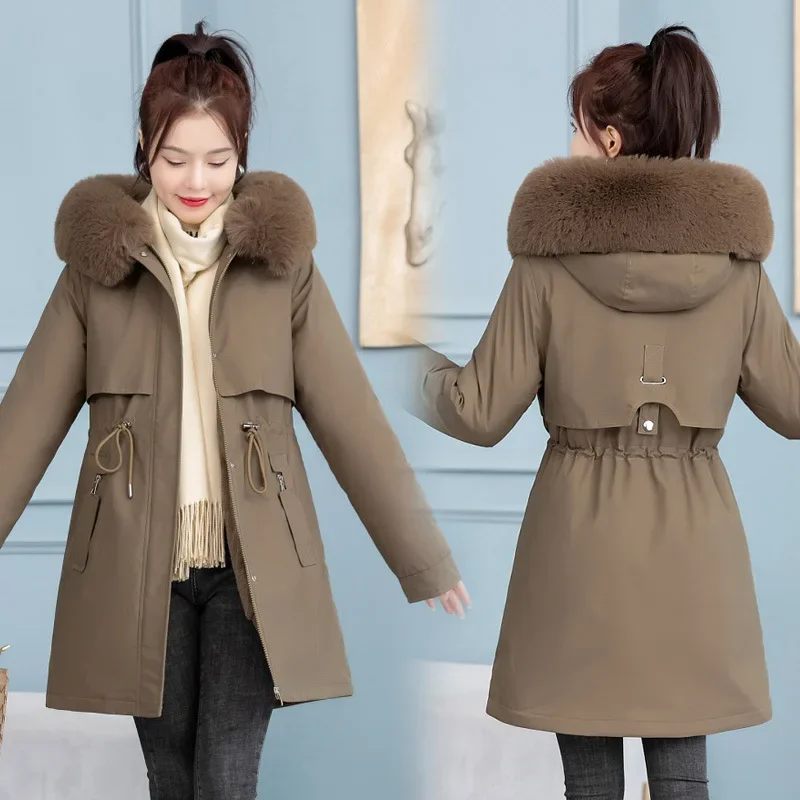 Parkas de algodão soltas de médio a longo coreano para mulheres, casaco feminino, brisa fresca e doce, roupa regular, novo, outono, inverno, 2023