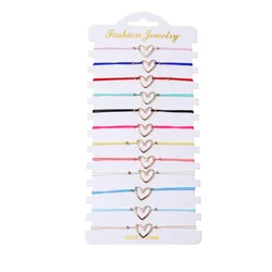 12 PCS Fashion Alloy Love Simple Bracelets for Boys and Girls Couples Multi Color Bracelet Set