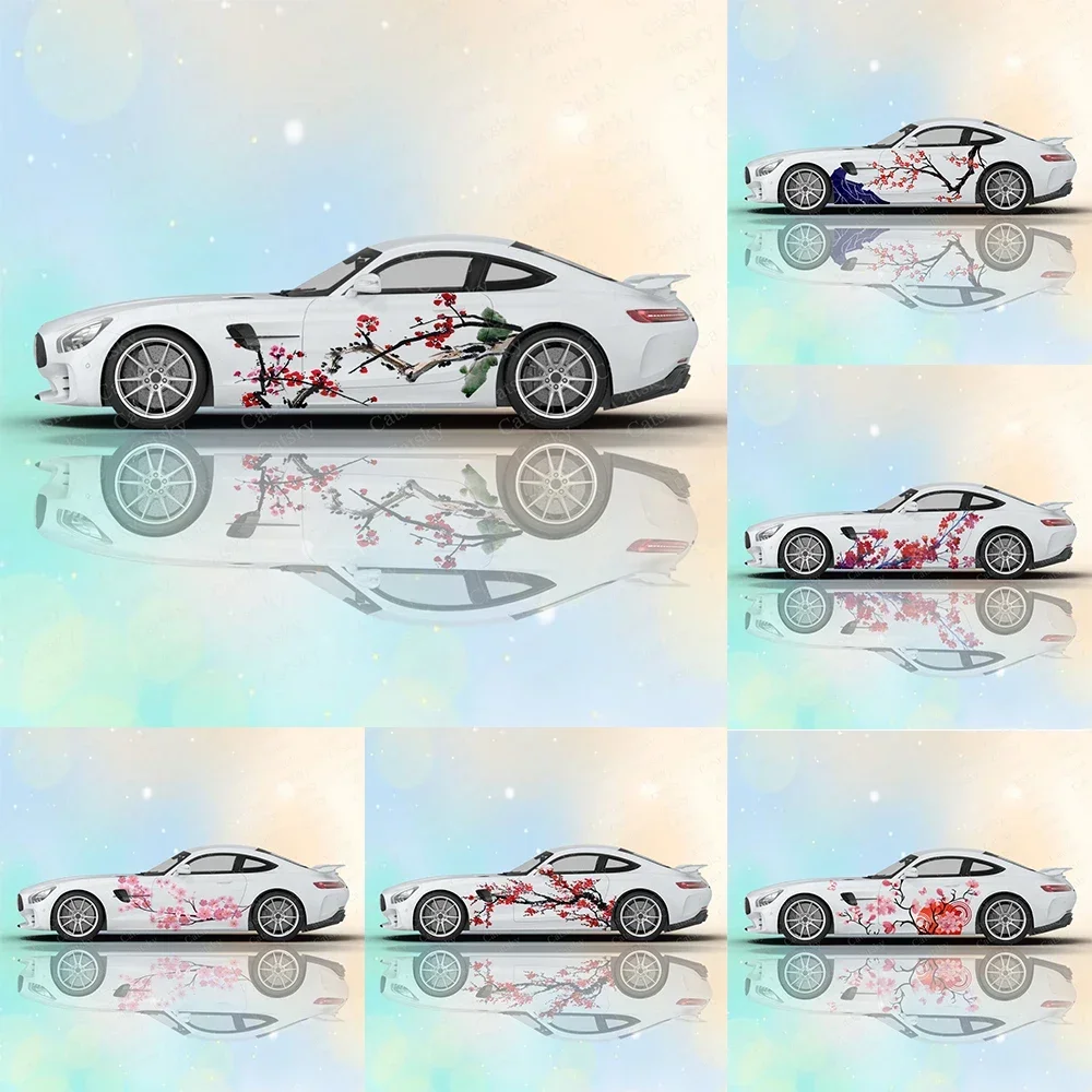 

Plum Blossom Chinese Painting Ink Car Body Stickers Painting Itasha Vinyl Car Side Decal Sticker Anime Car Body Sticker