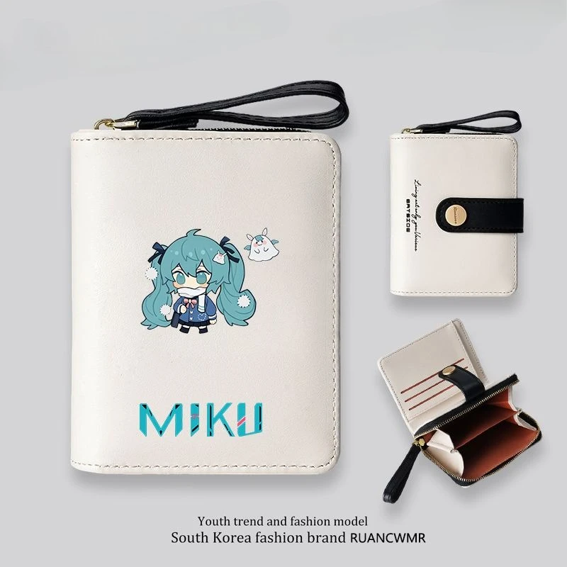 

New Hatsune Miku Kawaii Birthday Gift Cartoon Wallet Short Coin Purse Anime Girl Cute Multifunctional Money Card Bag Wholesale