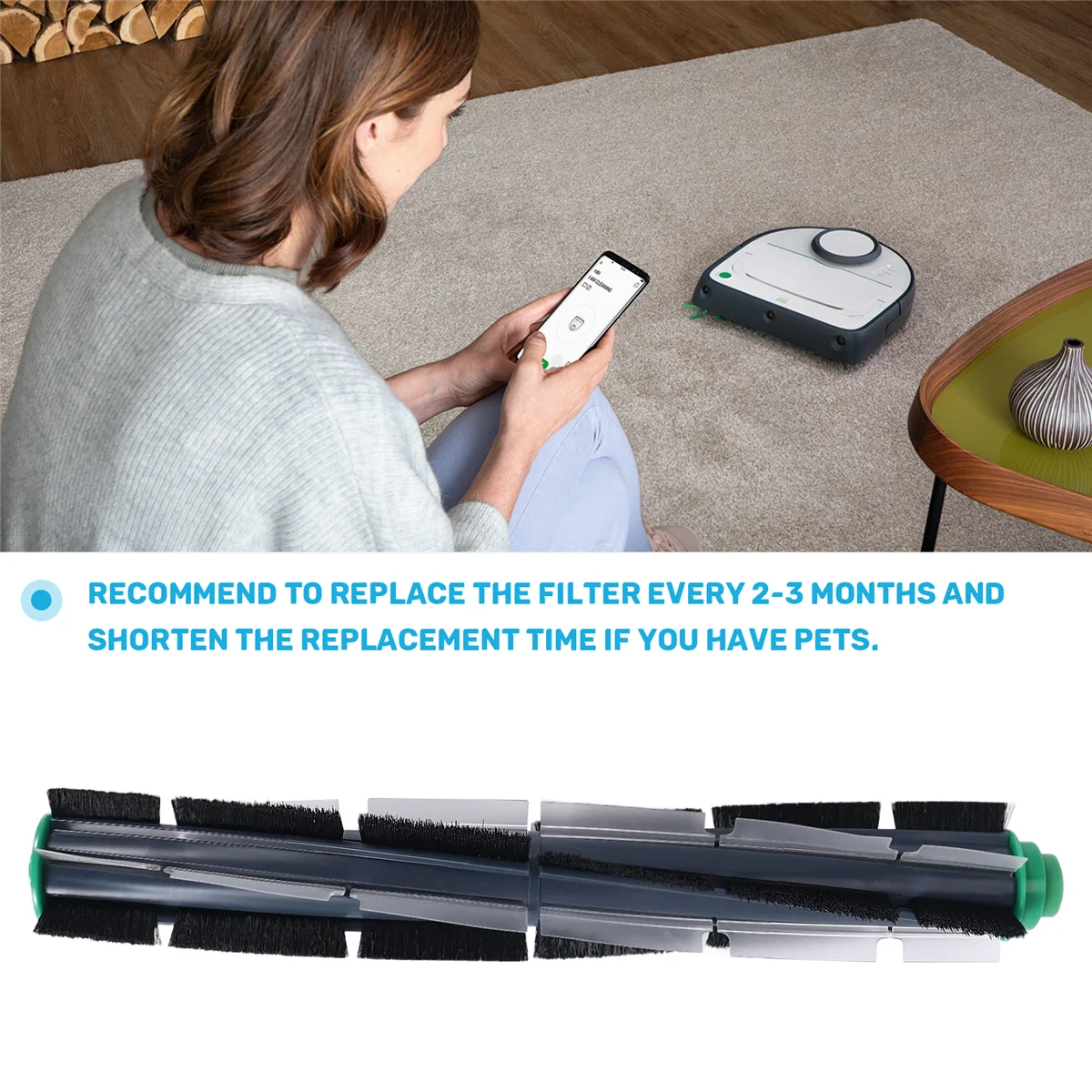 Vorwerk kobold用ラウンドブラシ,掃除機ロボット,家庭用掃除アクセサリー,交換ツール,vr200,vr300,1個