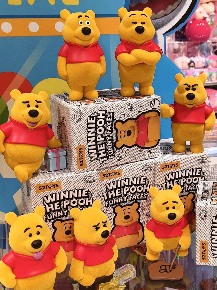 

Genuine Disney Winnie The Pooh Funny Faces Series Blind Box Flocking Figurine Decor Ornaments Toys Mystery Box Birthday Gift