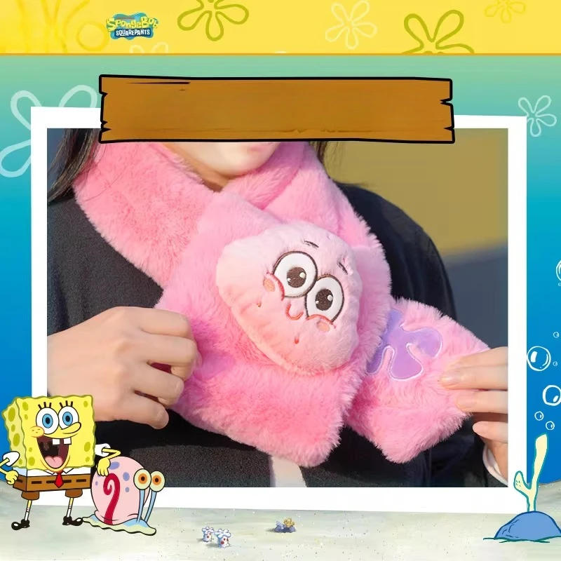

SpongeBob Plush Scarf, Cute Cartoon Winter Neck Warmer for Kids & Fans, Soft Warm Fleece Shawl, Yellow Character Gift