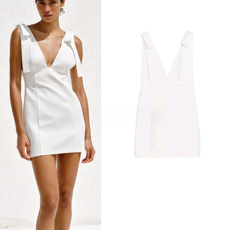 สปริง/ซัมเมอร์ คอลเลคชั่นใหม่ เสื้อผ้าผู้หญิง ดีไซน์เรียบง่าย คอวี แต่งโบว์ผูก ดีไซน์ทันสมัย เหมาะสำหรับใส่ทำงาน ทรงเอวสูง...