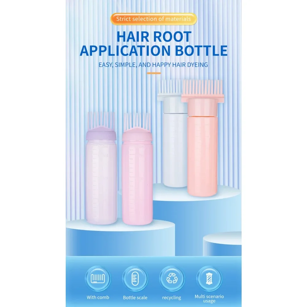 Hair Dye Applicator Refillable Shampoo Bottle Hair Oil Brush Bottles Root Comb Barber Hair Coloring Dyeing Styling Tools