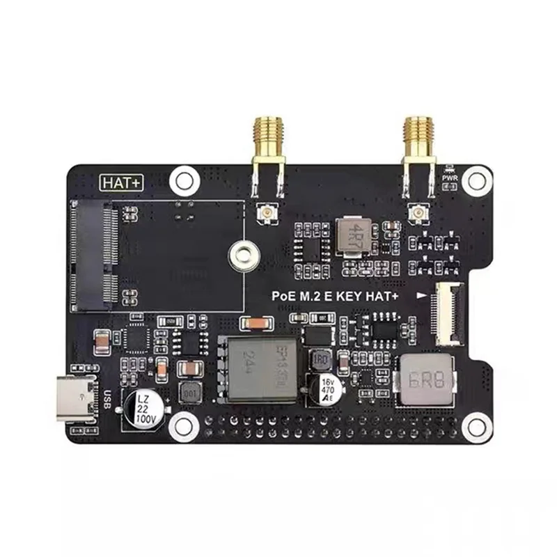 B18B pour Raspberry Pi 5 Pcie à M.2 E KEY avec chapeau Poe + prend en charge la carte réseau sans fil NGFF/Bluetooth pour RPI 5