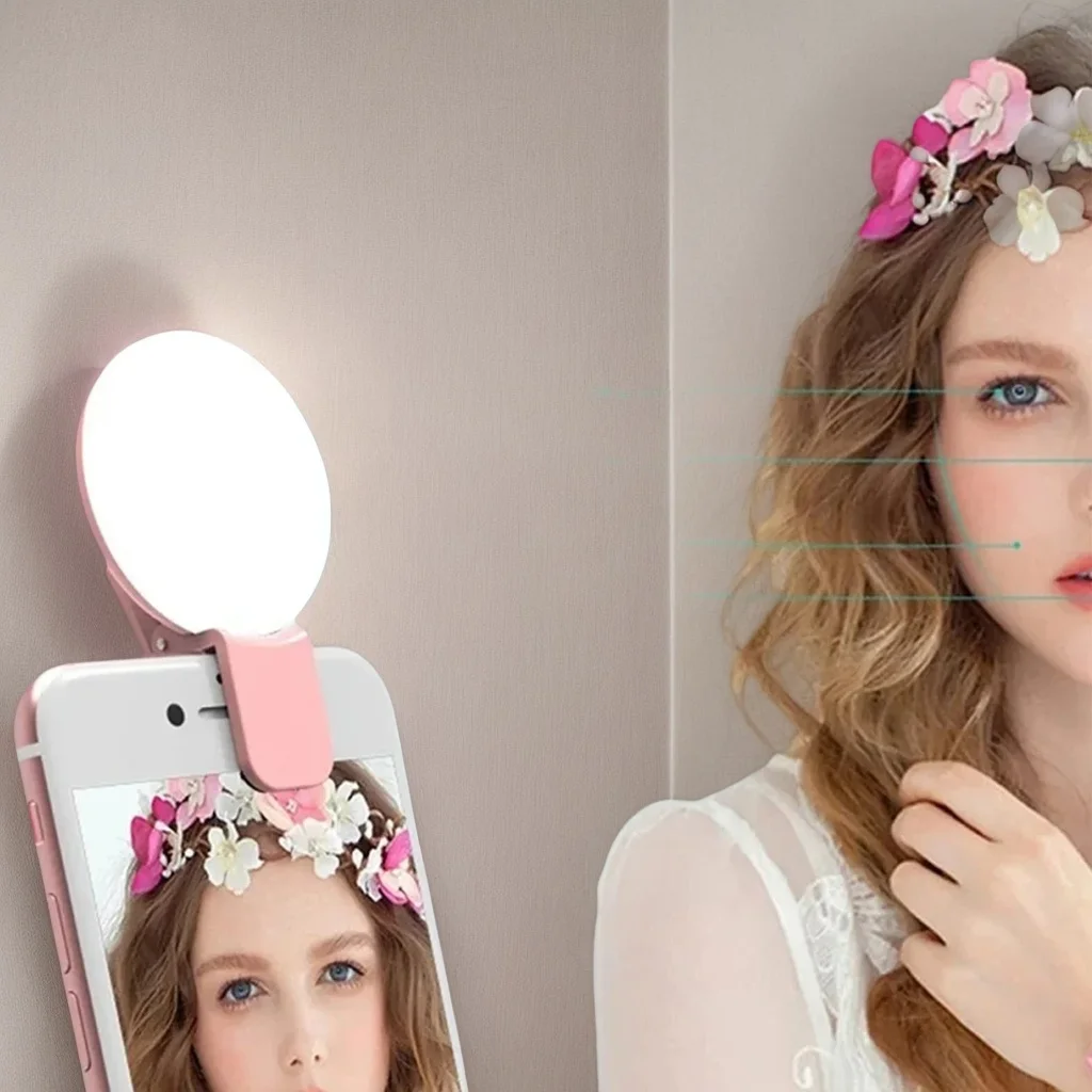 

Портативный мини-кольцевой светильник для селфи — перезаряжаемый через USB светодиодный заполняющий светильник для мобильных телефонов