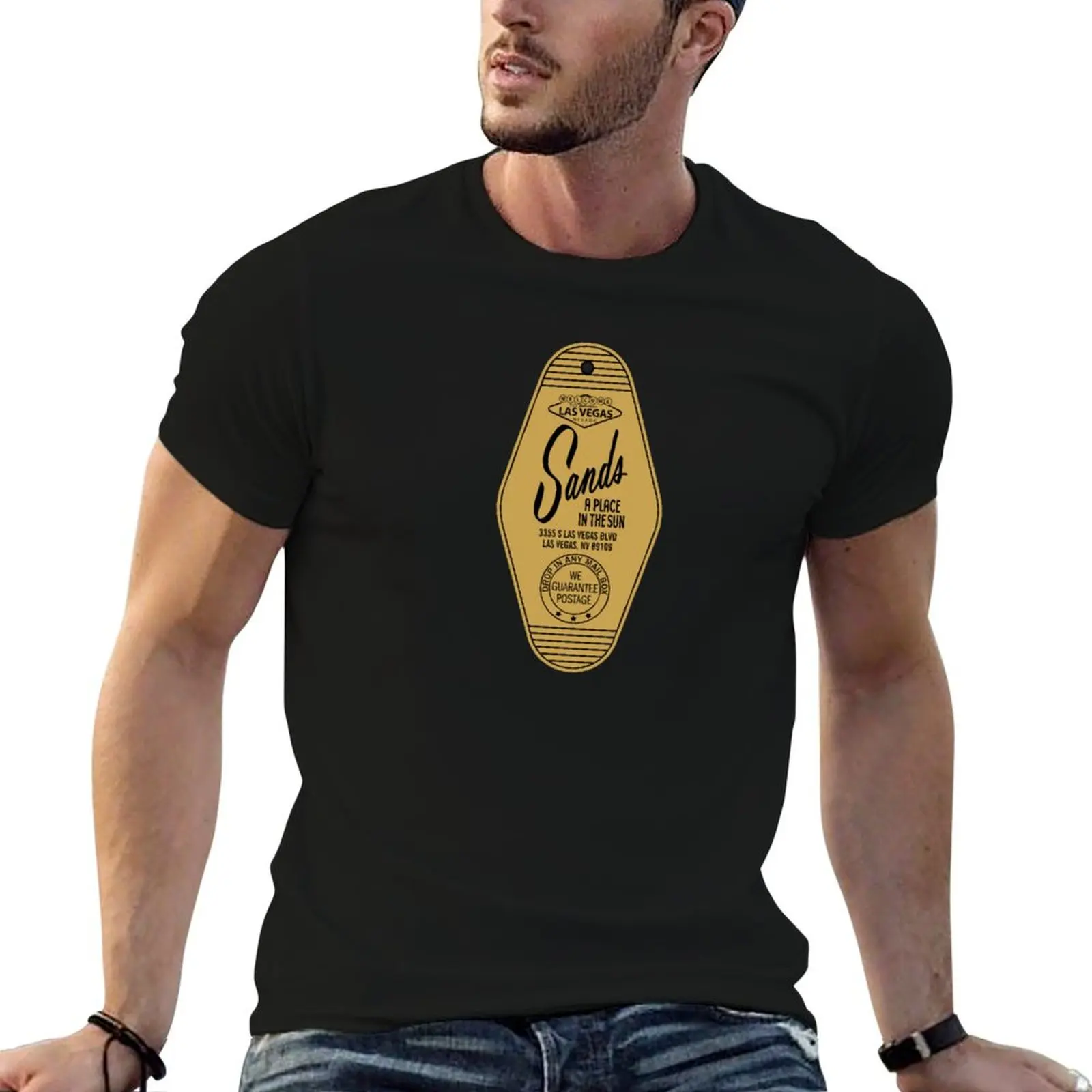 Vintage Las Vegas Sands Hotel & Casino Key T-Shirt Work Casual Loose Fit T-Shirt