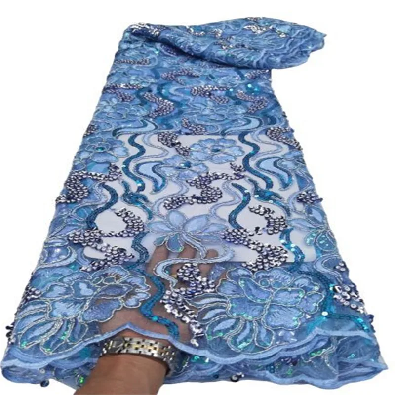 

African Sequins Sky Blue Lace Fabric Nigerian Wedding Lace Fabrics 2023 Green High Quality Lace French Lace Fabric For Dress