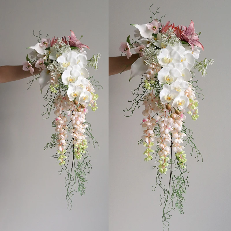 

Advanced sense waterfall simulation flower bouquet wedding bride photo studio photography props simulation flower couple certifi