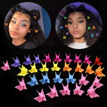 さまざまな色の蝶のヘアクリップ,50または20個のセット,ミニヘッドピン,髪飾り,スタイリングアクセサリー